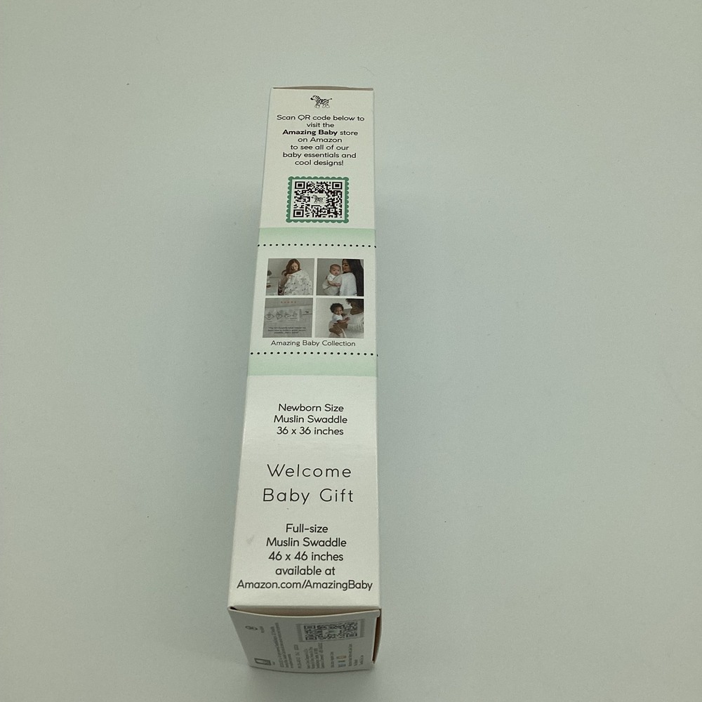 Amazing Baby 36x36 Mint Green Muslin Swaddle Cotton Blanket Newborn Gift NIB